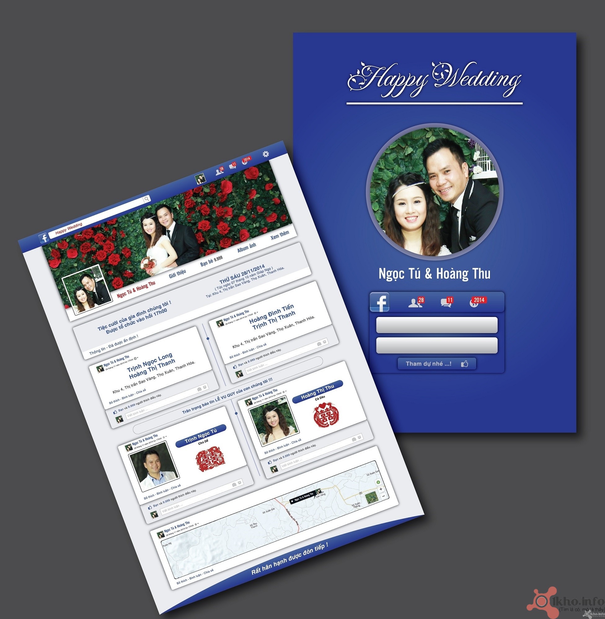 Share (Vector) Facebook Happy Wedding cho anh em cần