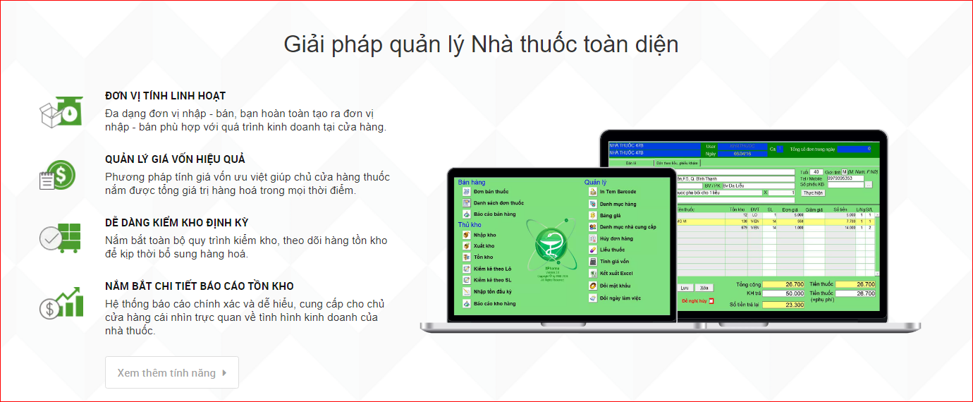 Tính năng của phần mềm nhà thuốc XPharma